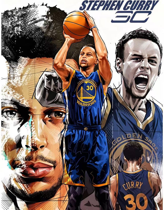 Stephen Curry Golden State Warriors No.30 Basketball Collage Wall Art