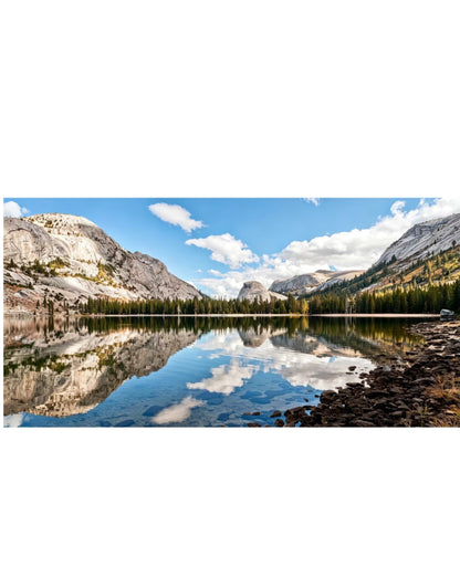 Yosemite Tenaya Lake Mirror Landscape Crystal Porcelain Wall Art, Natural Mountain Lake Reflection Decor Painting for Living Room Bedroom Wall Decor