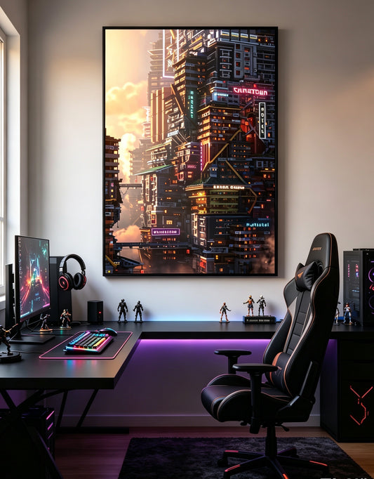 Futuristic Cyberpunk Chinatown City Skyscraper Wall Art