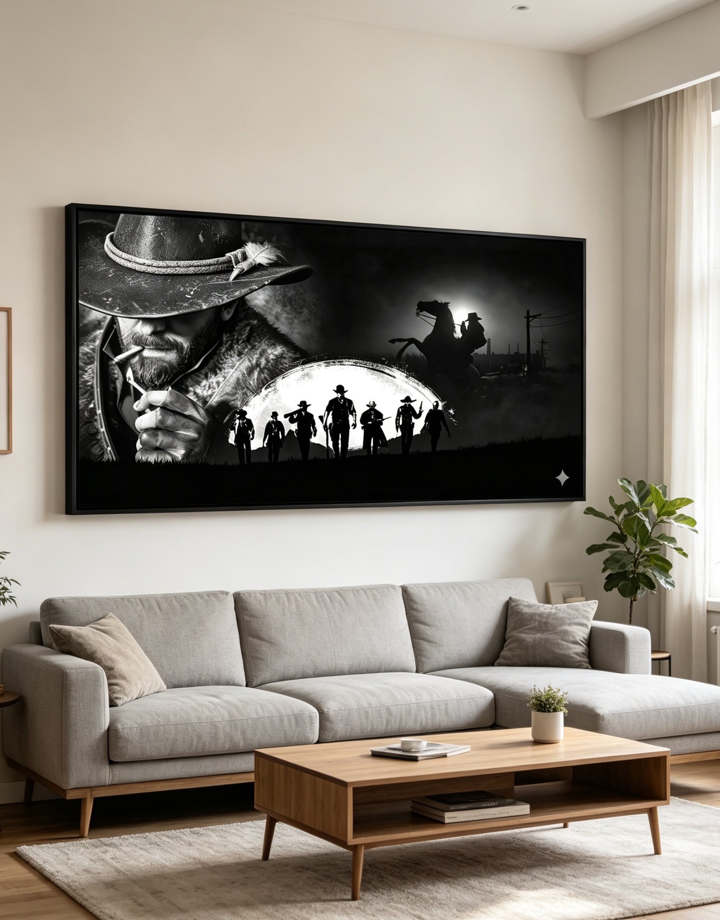 Red Dead Redemption 2 Arthur Morgan & Van der Linde Gang Black White Canvas Wall Art