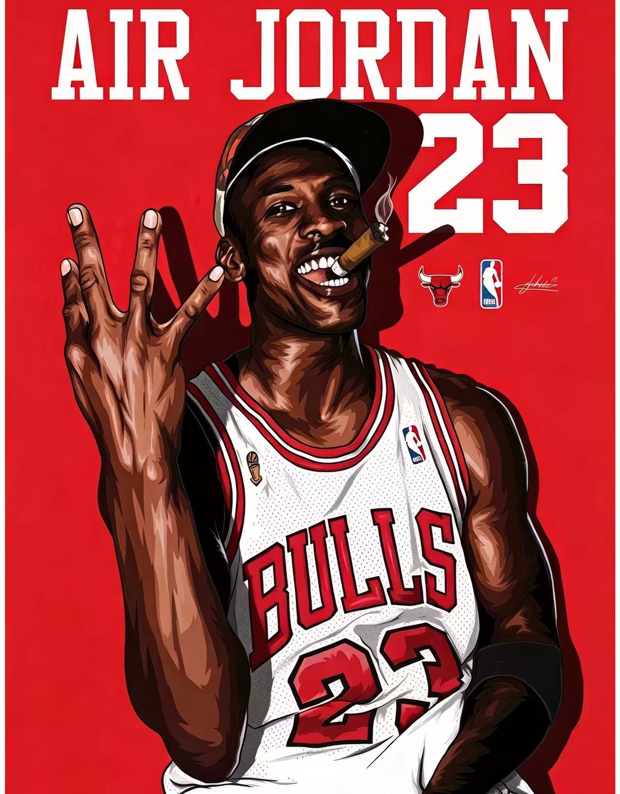 Air Jordan No.23 Chicago Bulls Red Background Wall Art