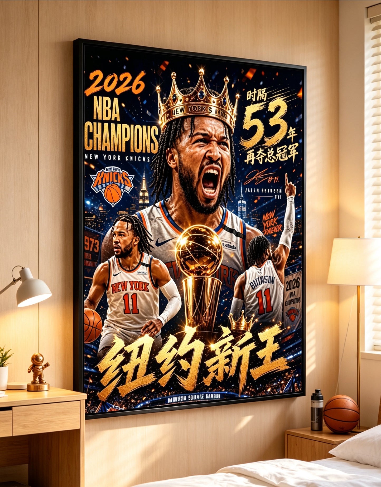 Jalen Brunson New York Knicks 2026 NBA Championship Collage Wall Art