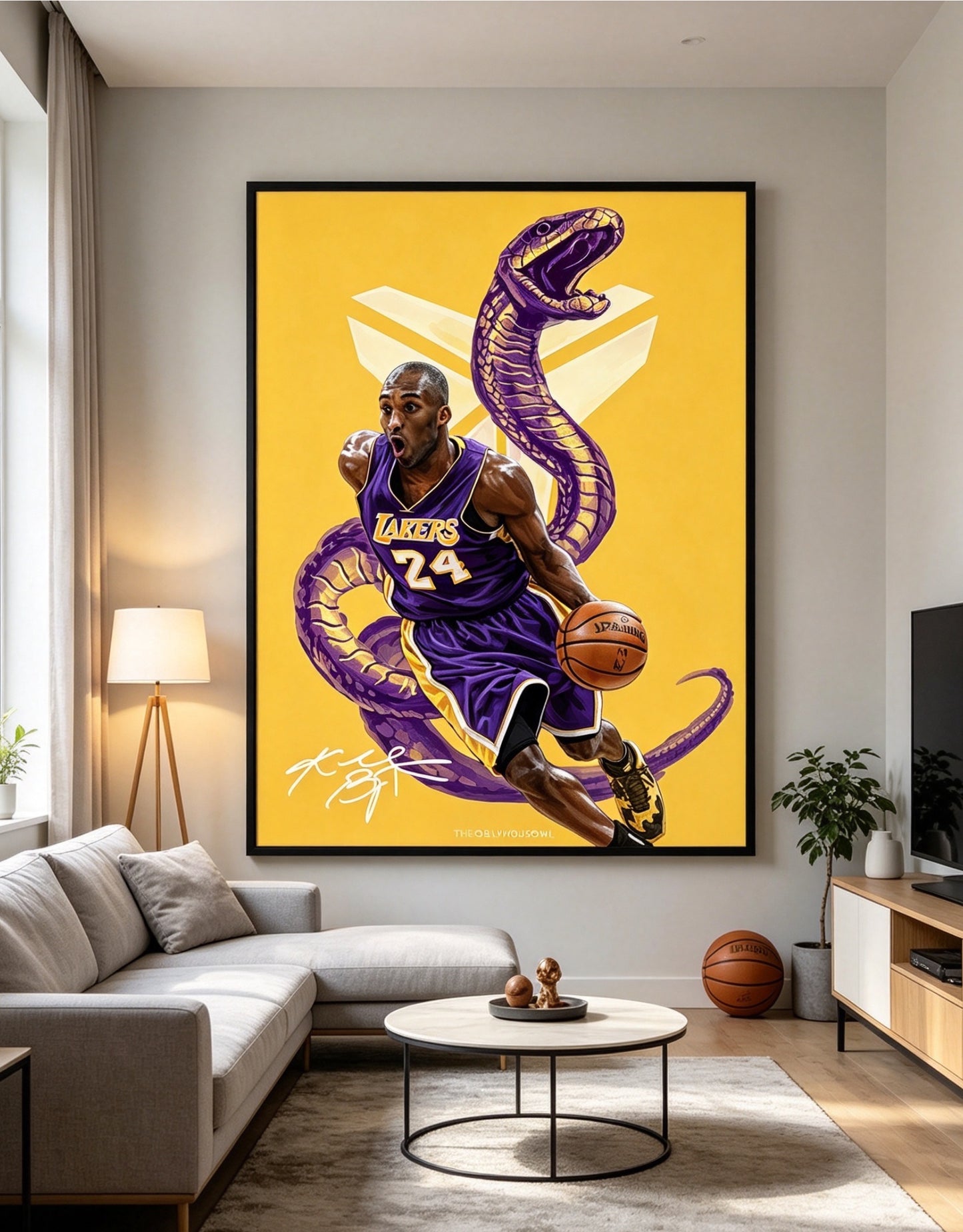 Kobe Bryant Lakers No.24 Black Mamba Basketball Wall Art