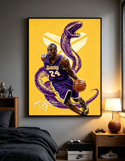 Kobe Bryant Lakers No.24 Black Mamba Basketball Wall Art