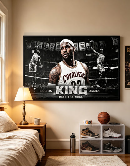 LeBron James King Cavaliers Retro Basketball Collage Wall Art