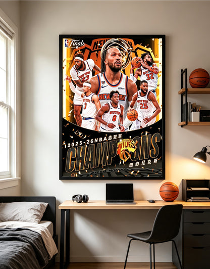 2025-26 New York Knicks NBA Championship Team Collage Wall Art