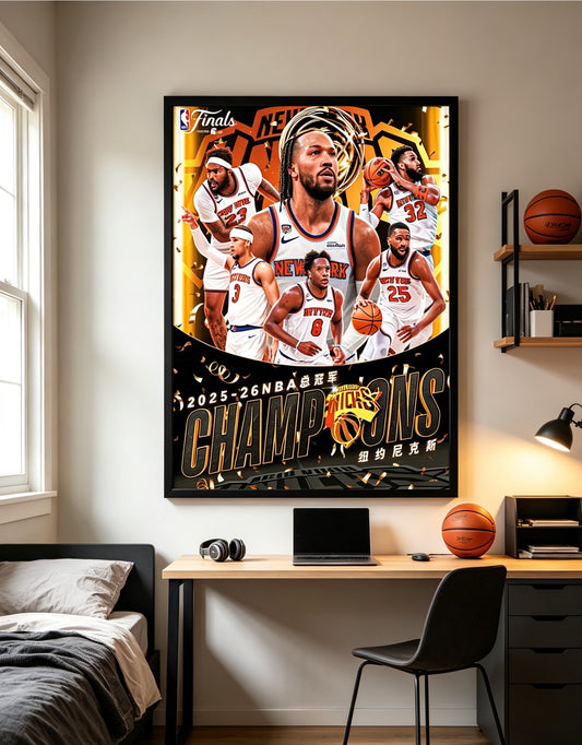 2025-26 New York Knicks NBA Championship Team Collage Wall Art