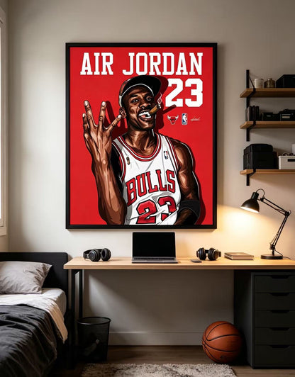 Air Jordan No.23 Chicago Bulls Red Background Wall Art