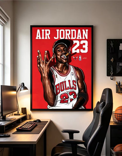 Air Jordan No.23 Chicago Bulls Red Background Wall Art