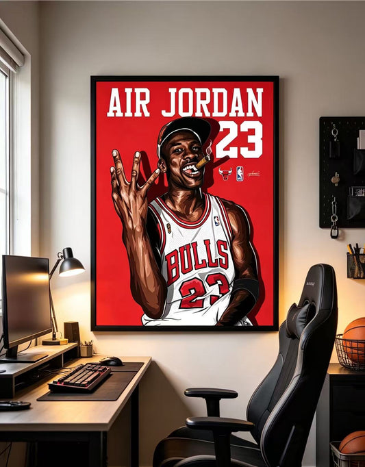 Air Jordan No.23 Chicago Bulls Red Background Wall Art