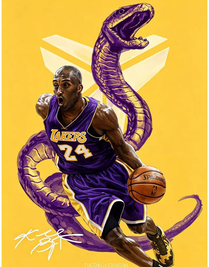 Kobe Bryant Lakers No.24 Black Mamba Basketball Wall Art