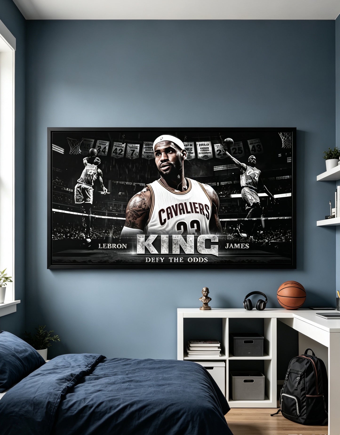 LeBron James King Cavaliers Retro Basketball Collage Wall Art