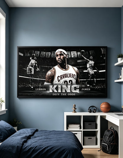 LeBron James King Cavaliers Retro Basketball Collage Wall Art