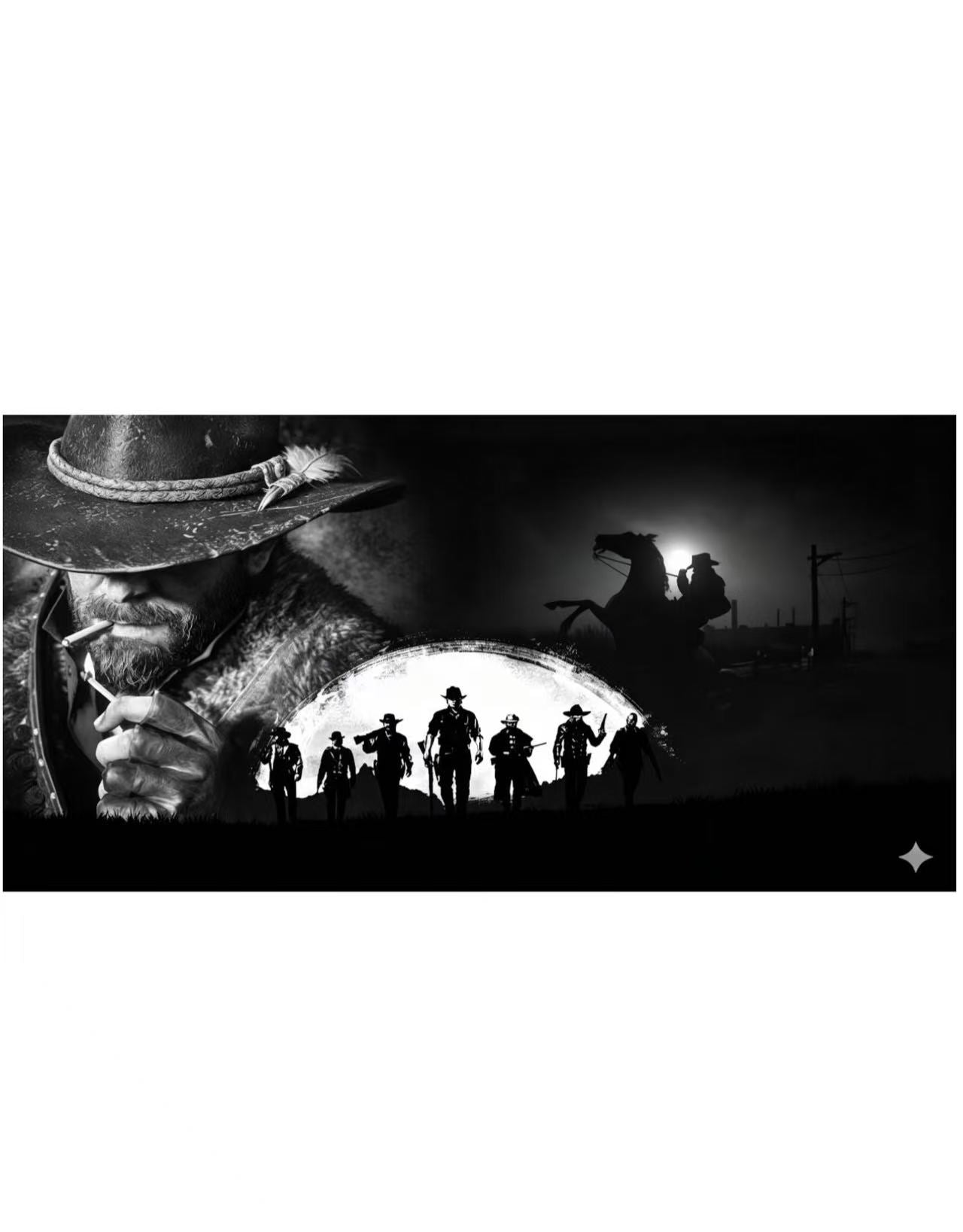 Red Dead Redemption 2 Arthur Morgan & Van der Linde Gang Black White Canvas Wall Art