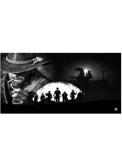 Red Dead Redemption 2 Arthur Morgan & Van der Linde Gang Black White Canvas Wall Art