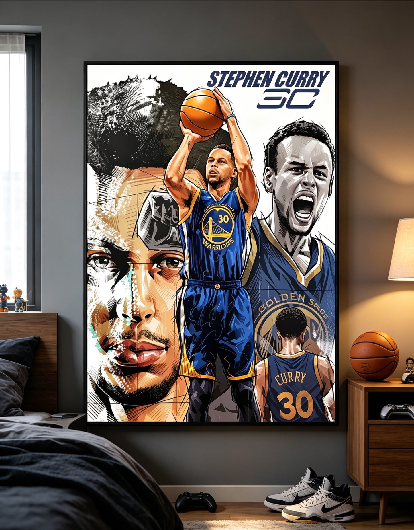 Stephen Curry Golden State Warriors No.30 Basketball Collage Wall Art